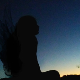 sunset silhouette wings clipart girl